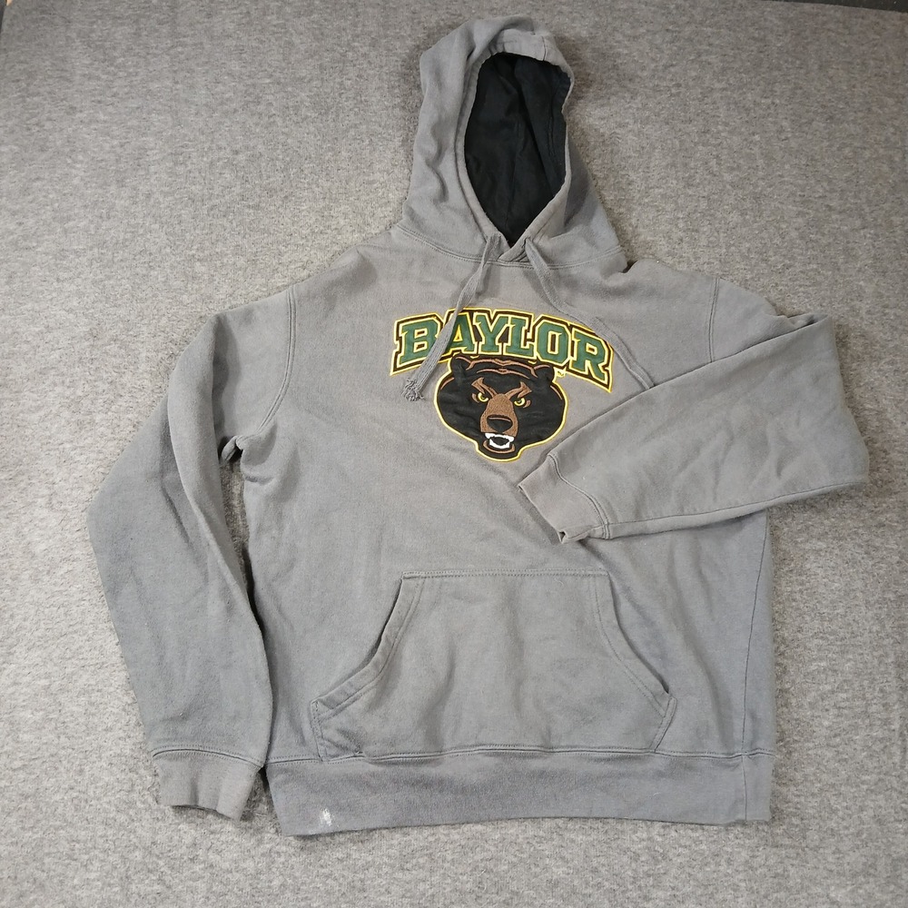 Cover One Apparel Baylor Bear Hoodie Men Medium Grey Embroidered Mascot Pullover